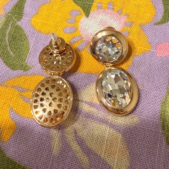 Gold and Silver Crystal Drop Earrings - Picture 5 of 6